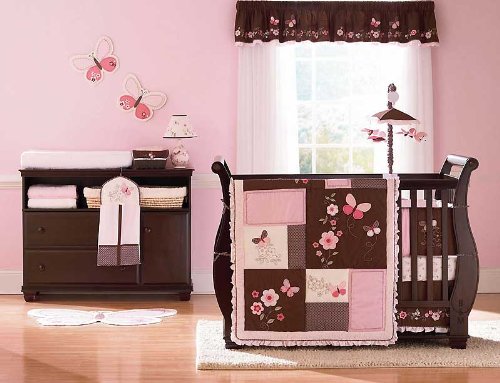 Carter's Butterfly Flowers 4 Piece Crib Set - Pink Choc