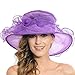 Acediscoball Women's Sheer Wide Brim Sun Party Church Wedding Floral Organza Hat