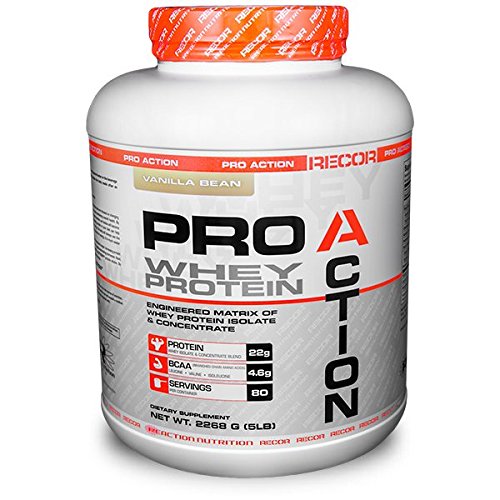 Reaction Nutrition Recor Pro Action Whey Protein, Vanilla Bean, 5 Pound