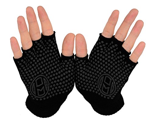 Mato & Hash Yoga Pilates Fingerless Exercise Grip Gloves - Blackout