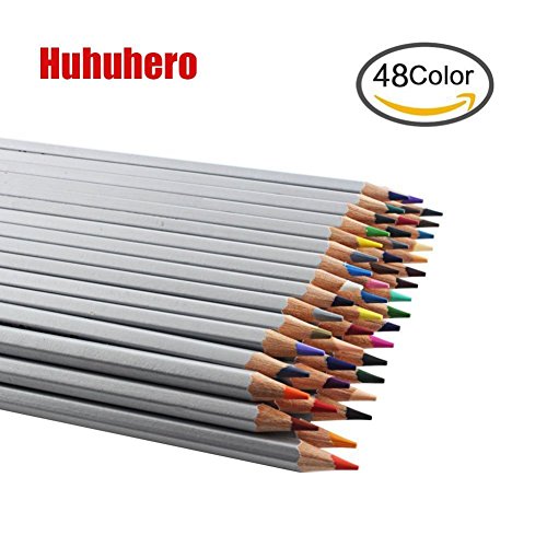 Huhuhero Marco Raffine 48 Color Pencil Set Premium Art Drawing Colored Pencils for Artist Sketch / Adults Coloring Book Writing / Drawing / Sketching