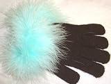 Imported One Size Black Magic Gloves Trimmed with Mint Marabou for Infants and Toddlers Ages 1-4 Years