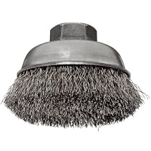 Weiler Wire Cup Brush, Threaded Hole, Stainless Steel 302, Crimped Wire