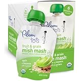 Plum Organics Tots, Fruit and Grain Mish Mash, Apple Cinnamon, Oats and Quinoa (6 Count, 3.17 Ounce Each)