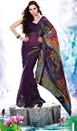 Lavender Faux Georgette Saree