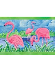 Tropical Pink Flamingo Mingo Flock Floor Mat Rug