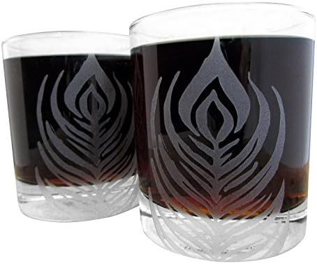Peacock Feather Etched Glassware (Large) -Tumblers -Old Fashioned -Can Glasses -Mason Mugs -Ceramic Mugs -Pints