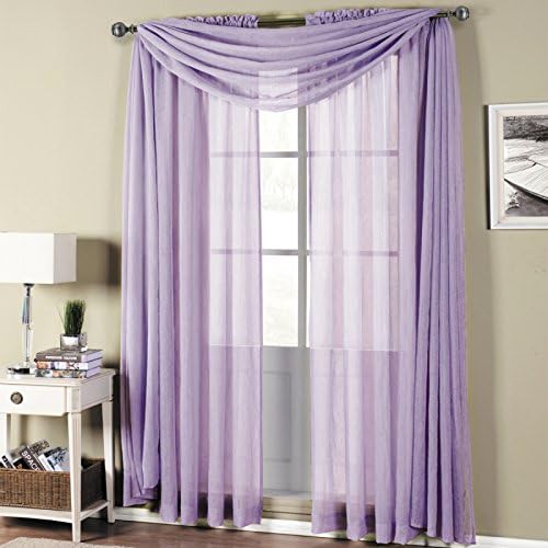 Blackpeel 6 Pc Window Sheer Panel/drape/treatment/curtain 84" Long Fully Stitched with Rod Pocket in Lavender