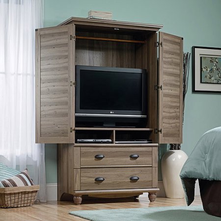 Salt Oak Wardrobe Armoire Closet Organizer Dresser Wide Vintage Antique Bedroom Furniture