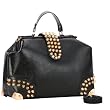 DARKO Gothic Black Gold Studded Doctor Style Top Handle Office Tote Bowler Handbag Satchel Purse Shoulder Bag by MyGift