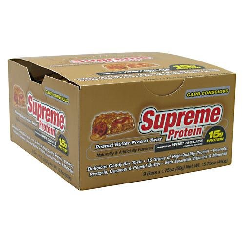 Supreme Protein Carb Conscious Quadruple Layer Protein Bar Peanut Butter Pretzel Twist -- 9 Bars