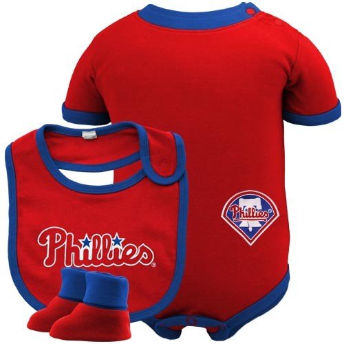 MLB Philadelphia Phillies Infant Red Baseball Bib & Booties Set (3-6 Months) at Amazon.com