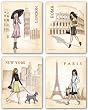 Paris, London, Roma and New York Set by Andrea Laliberte 11"x14" Art Print Poster