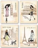 Paris, London, Roma and New York Set by Andrea Laliberte 11"x14" Art Print Poster