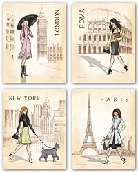 Paris, London, Roma and New York Set by Andrea Laliberte 11"x14" Art Print Poster