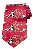 Chinese Red Silk Panda Tie