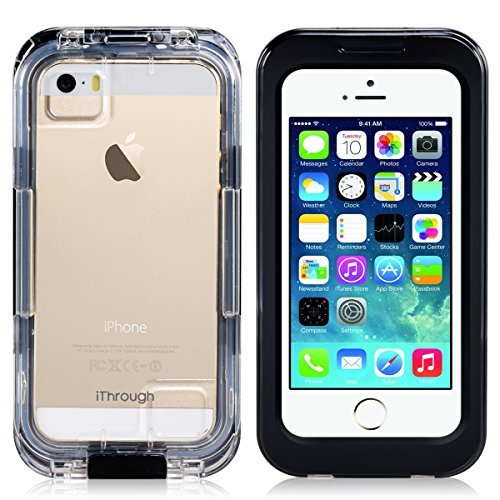 iPhone 5s Waterproof Case, iThrough Waterproof, Dust Proof, Snow Proof, Shock Proof Case with Touched Transparent Screen Protector, Waterproof Protection up to 20ft, Heavy Duty Protective Carrying Cover Case for iPhone 5/5s/4/4s (Black)