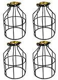 Newhouse Lighting Metal Lamp Guard for Pendant String Lights and Vintage Lamp Holders, Industrial Wire Iron Bird Cage, 4-Pack