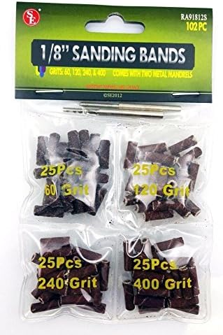 Rotary Tools 102pc 1/8"x1/2" Sanding Bands Drums Sleeves Set 60 120 240 400 Grit For Dremel