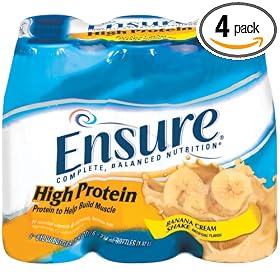 Ensure High Protein Complete Balanced Nutrition Drink, Ready to Use, Banana Cream Shake, 24- 8 Ounce Bottles