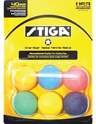 Stiga 1-Star Multi Color Table Tennis Balls (6 Pack)