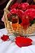 A Heart Shaped Box of Chocolates beside a Basket of Wine - 24H x 16W - Peel and Stick Wall Decal by Wallmonkeys