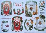 A4 3D step by step Le Suh decoupage sheet - Christmas - front doors, wreaths