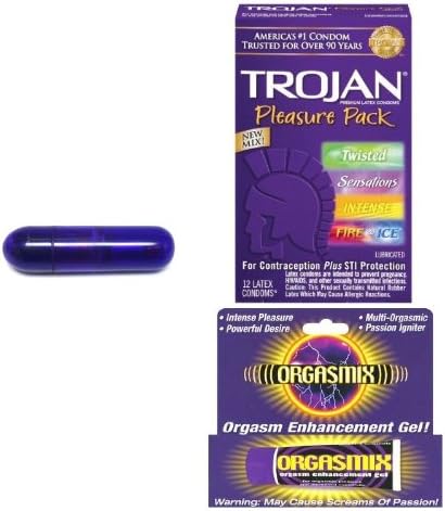 #4 Amethyst Bullet, Ultra Powerful Bullet Series By Violette with 12ct Trojan Pleasure Pack and 1oz Orgasmix Arousal Gel