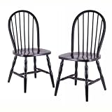 Winsome Wood Assembled 29-Inch Windsor Chairs, Set of 2, Black Finish
