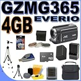 JVC Everio GZ-MG365B 60GB Hybrid Hard Drive HDD Camcorder with 35x Optical Zoom PLUS 4GB MicroSD Memory Card - Extra Rechargeable Battery - Rapid External Charger - 3 Piece Filter Kit - Full Size Tripod - GZMG365 BigVALUEInc Accessory Saver Bundle + MORE