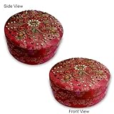 Beautiful Gift For Bride Round Cosmetic And Jewelry MDF Box With Aari Work (Free Shipping) Cbox0263