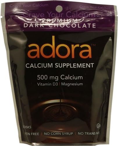 Adora Calcium Supplement Disk - Organic - Dark Chocolate - 30 ct - 1 Case by Calcium