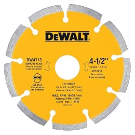 DEWALT DW4713 Industrial 4-1/2-Inch Dry Cutting Segmented Diamond Saw Blade with 5/8-Inch or 7/8-Inch Arbor