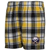 Buffalo Sabres Navy Blue-Gold Plaid Legend Flannel Boxer Shorts (Small)