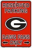 Georgia Bulldogs Fans Reserved Parking Sign Metal 8 x 12 embossed