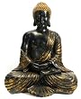 Lush Aged Golden Patina Large Meditating Buddha Statue