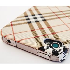 JKase� Tartan Plaid Series Brown/Beige Back Hard Protector Cover Case for Apple iPhone 4 / iPhone 4G with FREE S Stand and Connector Protector - [ JKase Retail Packaging]