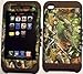 Camo Leaves on Brown Silicone Skin for Apple ipod Touch iTouch 4G 4 Hybrid 2 in 1 Rubber Cover Hard Case