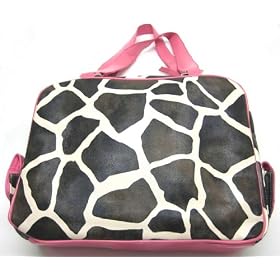 Giraffe Print Laptop Bag Carry Case Pink Trim Side Pockets