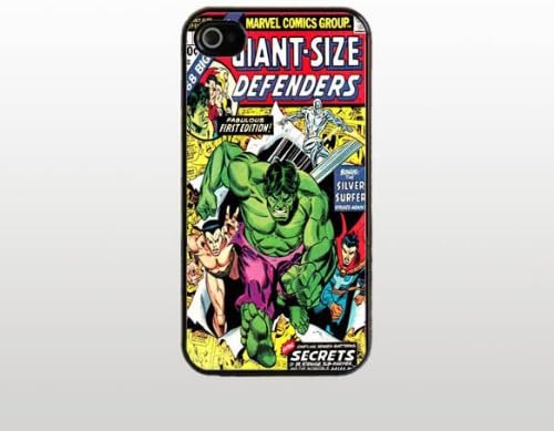 Comic Book iPhone 4 4s Case - Cool Black Plastic Snap-On Cover - Hulk Defenders Design