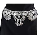 Gorgeous White Brass Hip Chain Belt with Jingling Coins, Fits waist or hips 36" - 42". Chain Link Belt for Belly Dancing or Casual Wear
