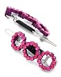 2 Fuchsia Open Round Rhinestone Circle Snap Hair Barette Clips