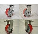 5" X 2" Swivel Caster Heavy Duty Polyurethane Wheel on Steel Hub with Brake(2) and Rigid (2) 1000 Lbs Ea Tool Box