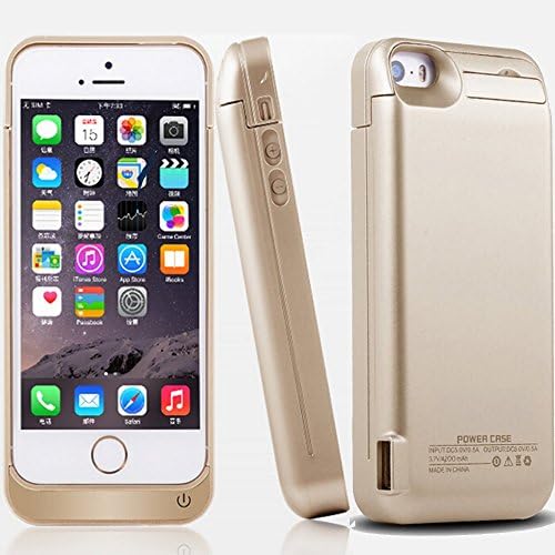 Mobix for Apple Iphone 5 5s 5c 4200mah External Rechargeable Spare Backup Extended Battery Charger Pack Case Cover-Compatible with iPhone 5 5s 5c (Gold)