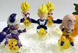 Unique Dragon Ball Z 17 Piece Birthday Cake Topper Featuring 10 Different Characters From The Dragon Ball Z World Sitting On Dragon Ball Z Crystal Balls, 1 Random Large Dragon Ball Z Crystal Ball, And 6 Dragon Ball Z Buttons