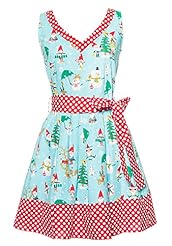 A-line V-neck Polka Dot Print Winter Cotton Vintage Belted  Dress