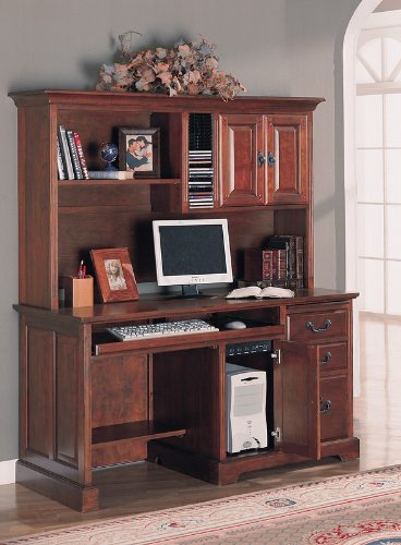 Elegant Home Office Computer Workstation Desk with Hutch