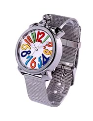 Time100 Ladies Colorful Enamel Grey Steel Band Colorful Number Fashion Watch #W50046L.07A