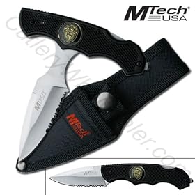 U.S POLICE Dept - Couteau pliant 2 positions punch Defense Lock back - Lame inox 440 - Embleme Police americaine sur le manche - Housse nylon ceinture MT-527PD