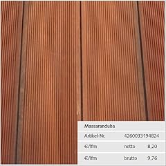 PARAT Holzdeck Massaranduba f�r Terrassen, Diele: 25 x 145 x 2400mm; 9,76 EUR/lfm